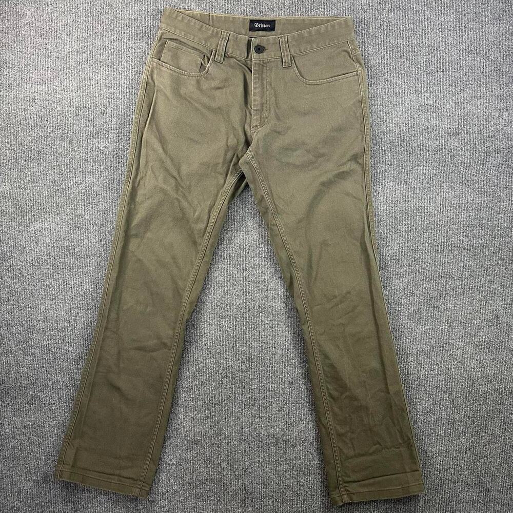 Brixton Men’s Reserve Pant Standard Fit Olive Green Cotton Twill Chinos 32x32